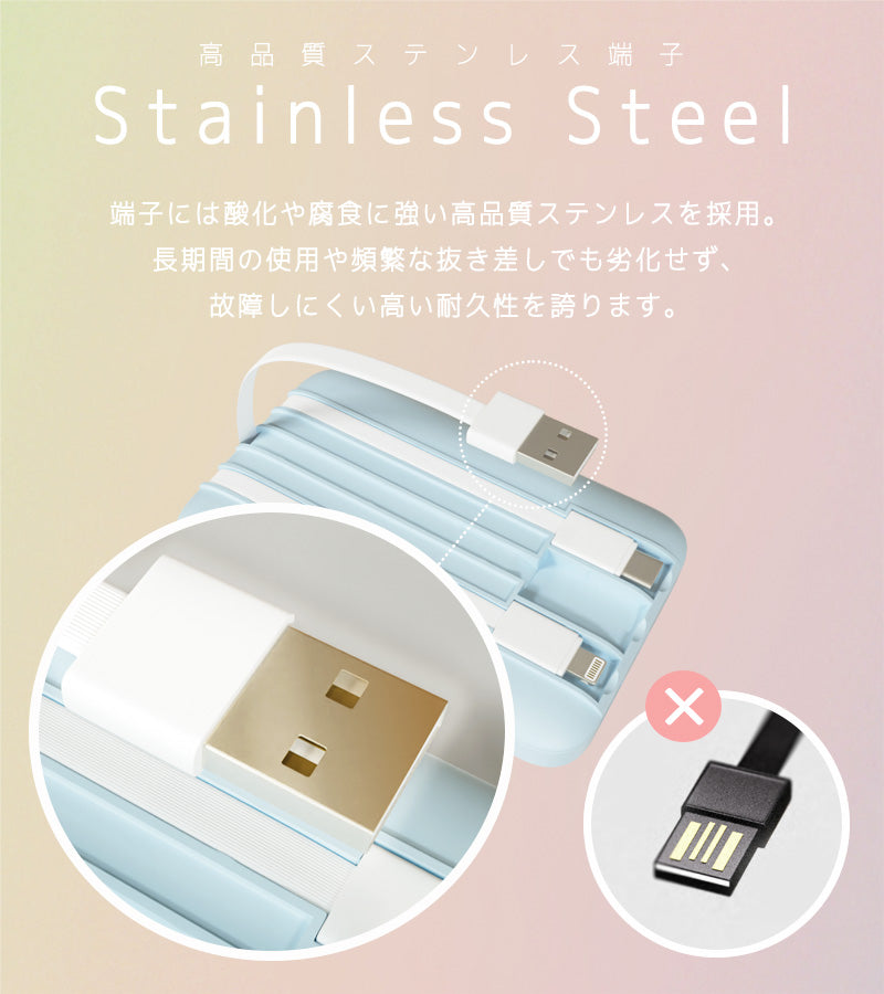 Built-in cable Compact Power Bank (10000mAh)